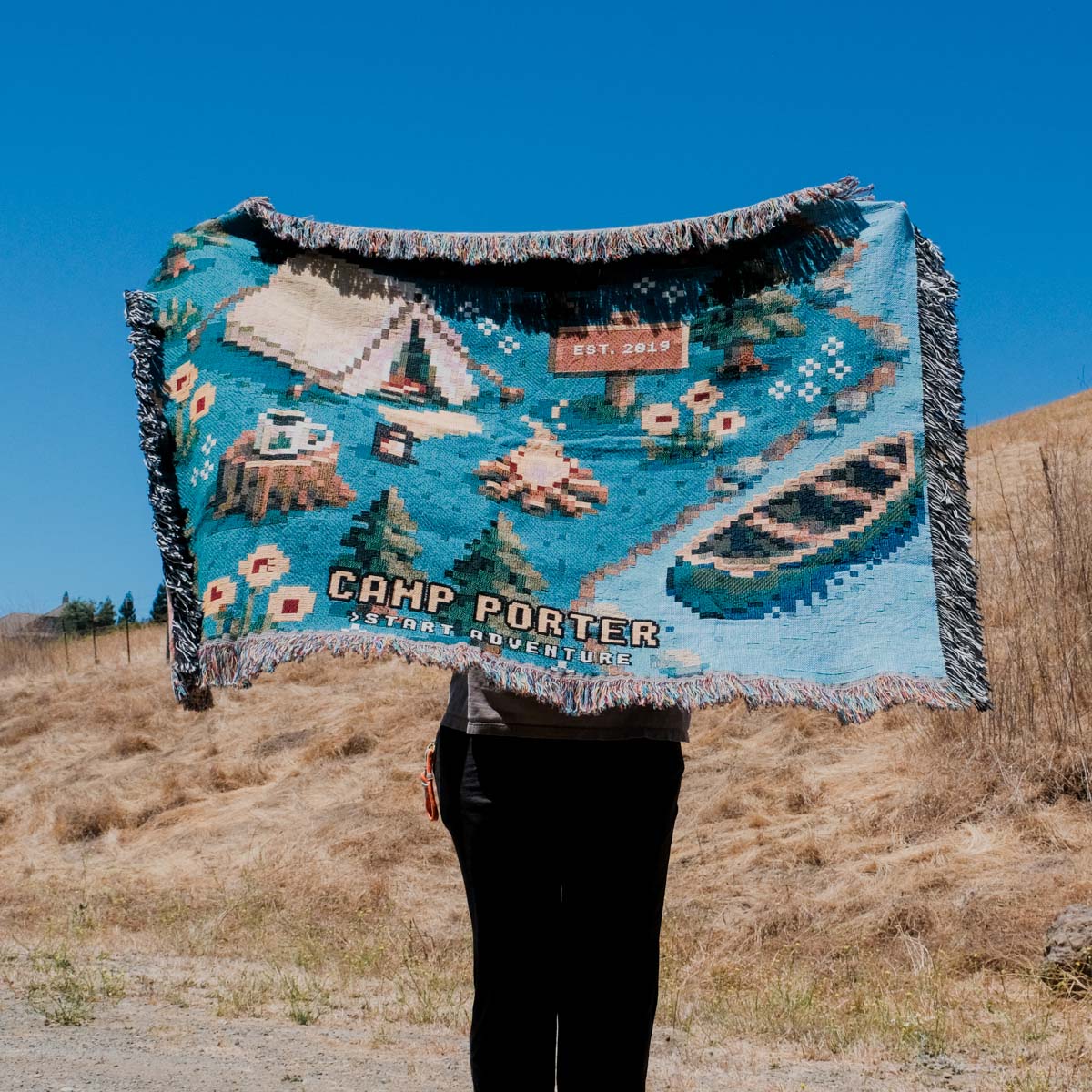 Personalized Pixel 8-Bit Camp Woven Blanket