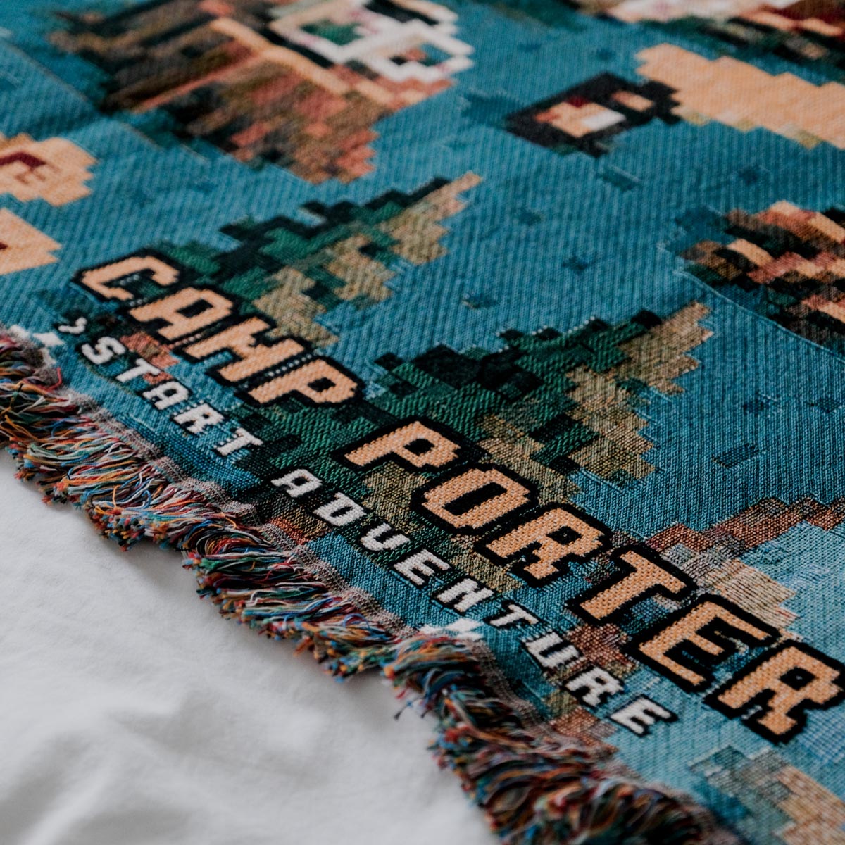 Personalized Pixel 8-Bit Camp Woven Blanket