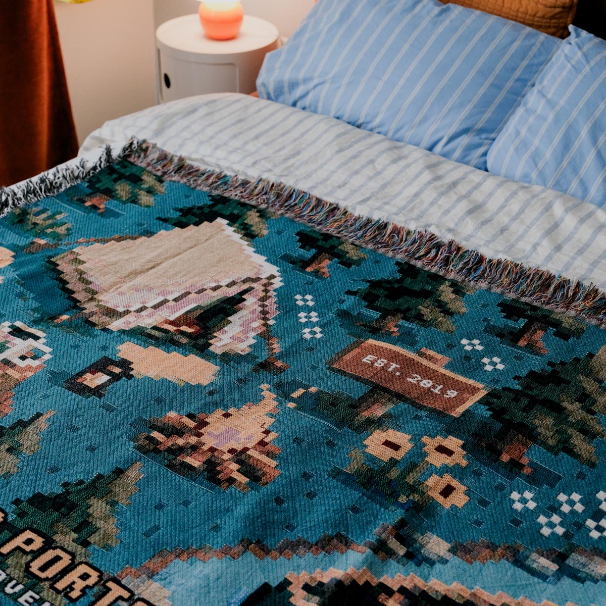 Personalized Pixel 8-Bit Camp Woven Blanket