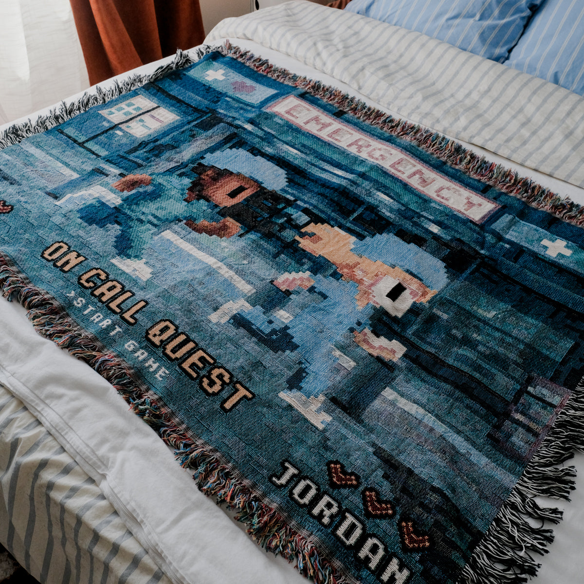 Personalized Healthcare Couple Woven Blanket - Relatable Basic