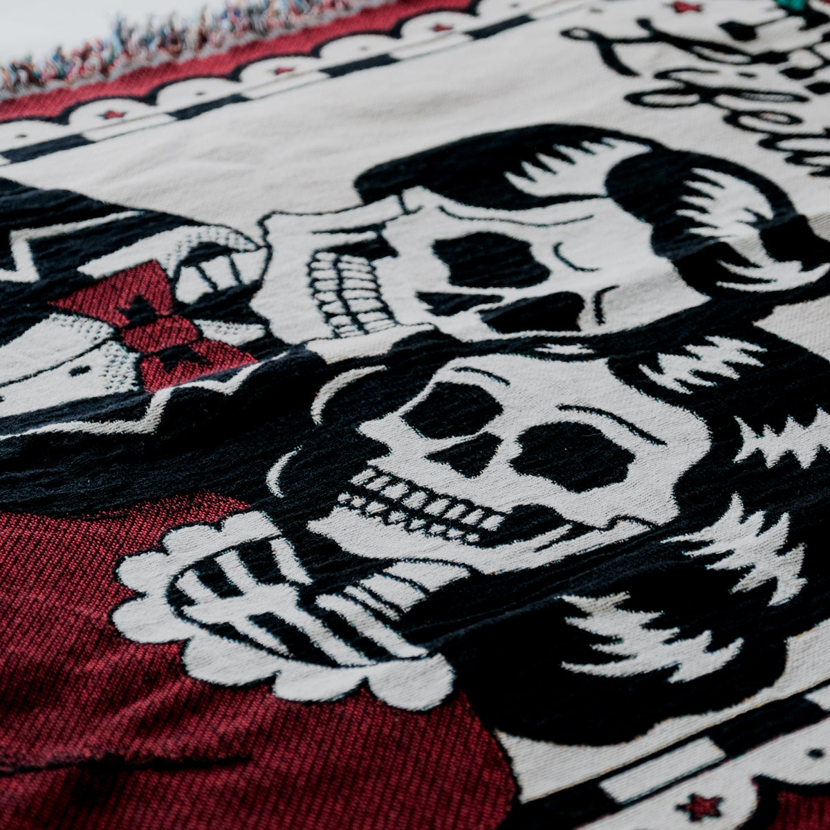 Personalized Retro Skeleton Couple Woven Blanket - Relatable Basic