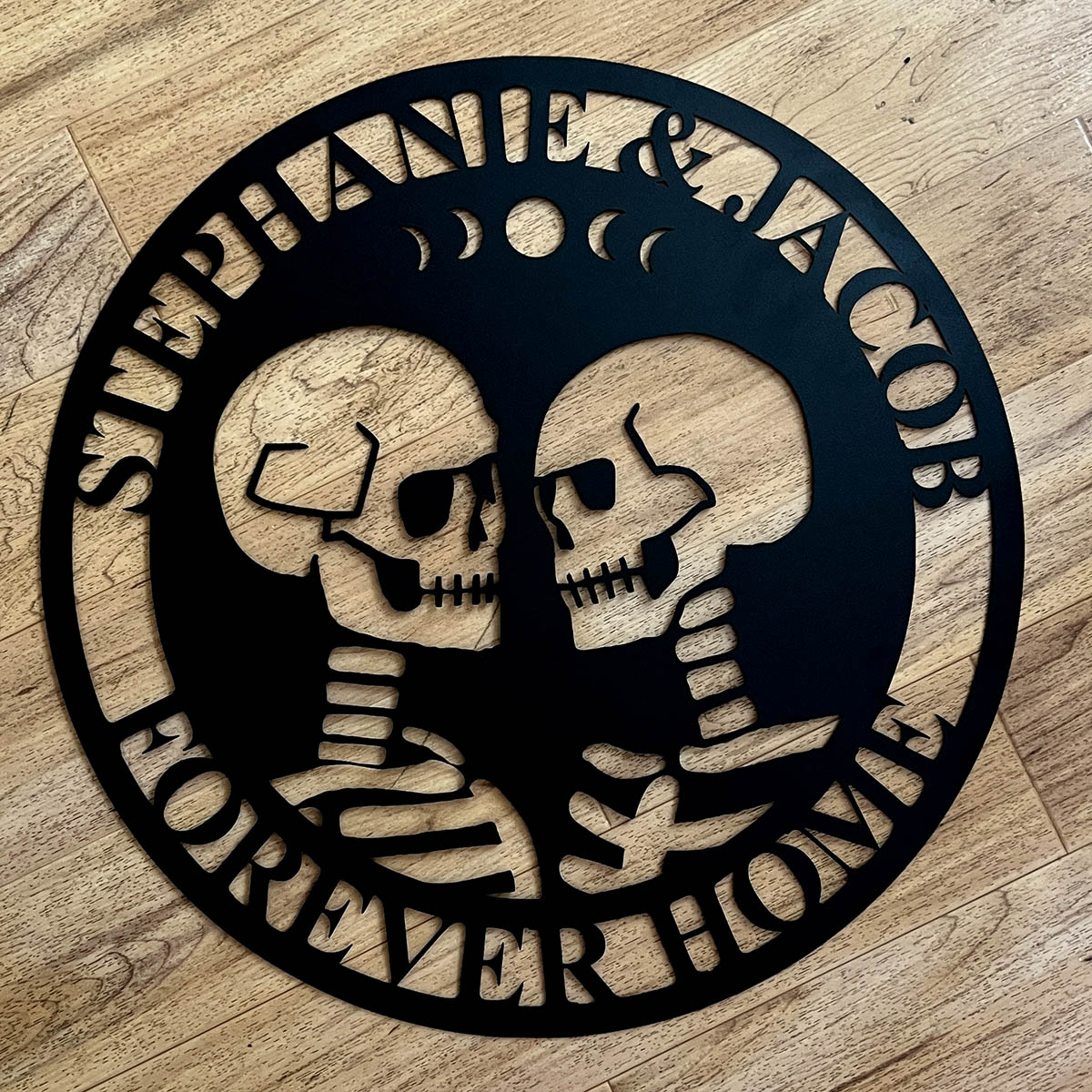 Personalized Couple Skeletons Steel Die Cut Wall Sign