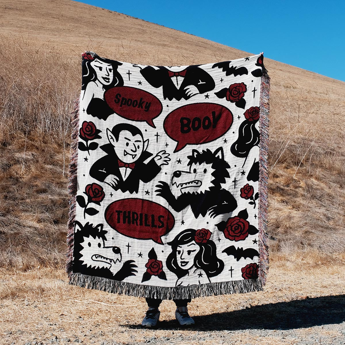 Vampire & Wolf Woven Blanket – Paws Up Monster Duo