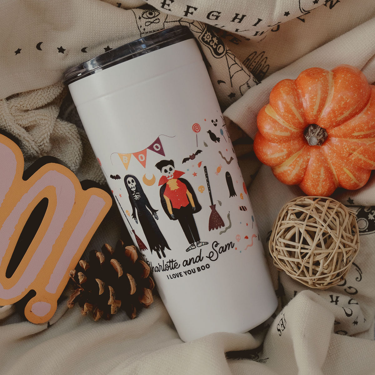 Personalized Spooky Couple Tumbler - Relatable Basic