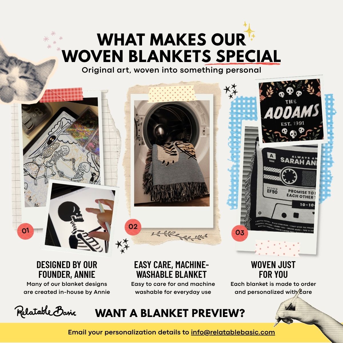 Personalized Skeleton Couple Woven Blanket