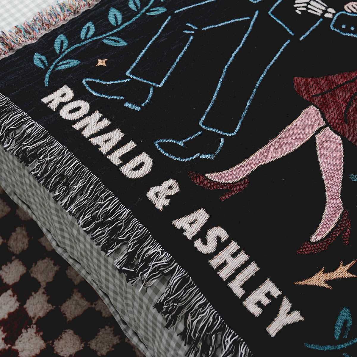 Personalized Human x Skeleton Couple Woven Blanket