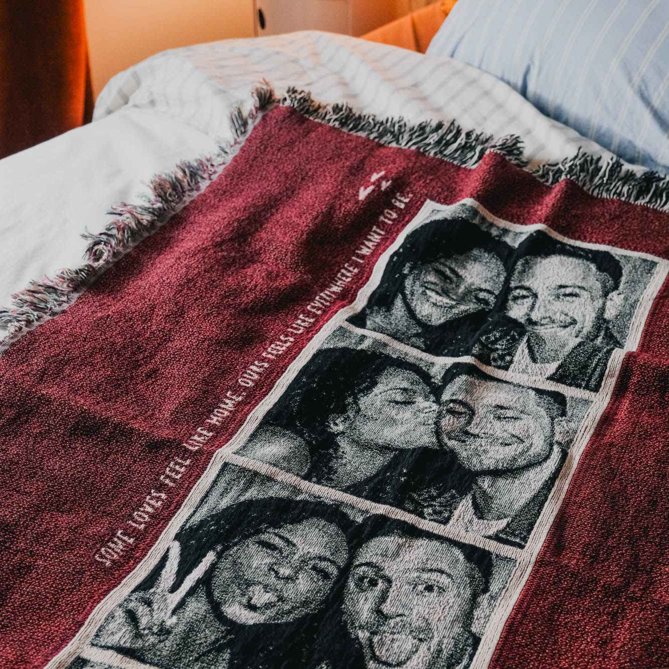 Personalized Couple Photobooth Woven Blanket
