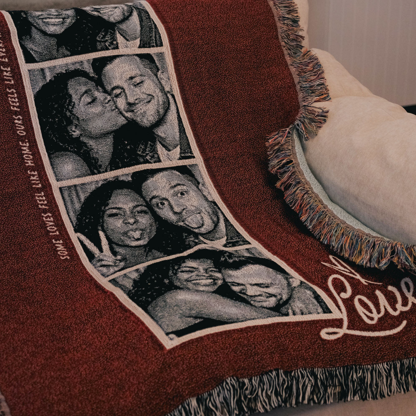 Personalized Couple Photobooth Woven Blanket - Relatable Basic