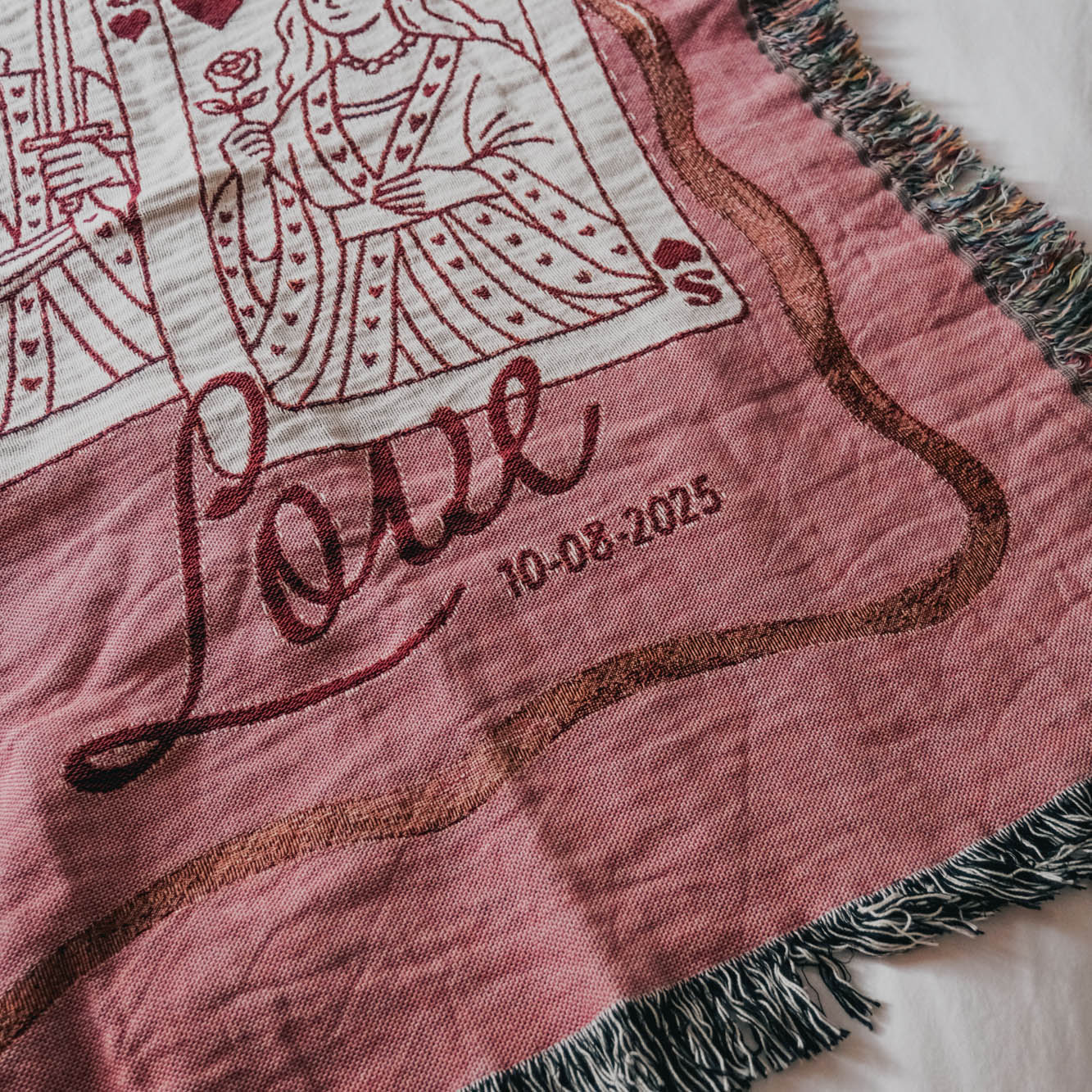 Personalized King & Queen Playing Cards Couple Woven Blanket