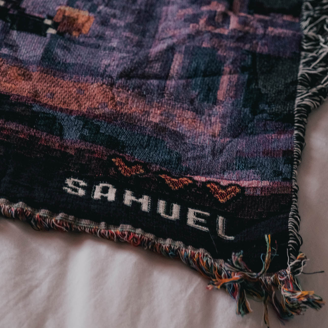 Personalized Pixel Gaming Concert Couple Woven Blanket