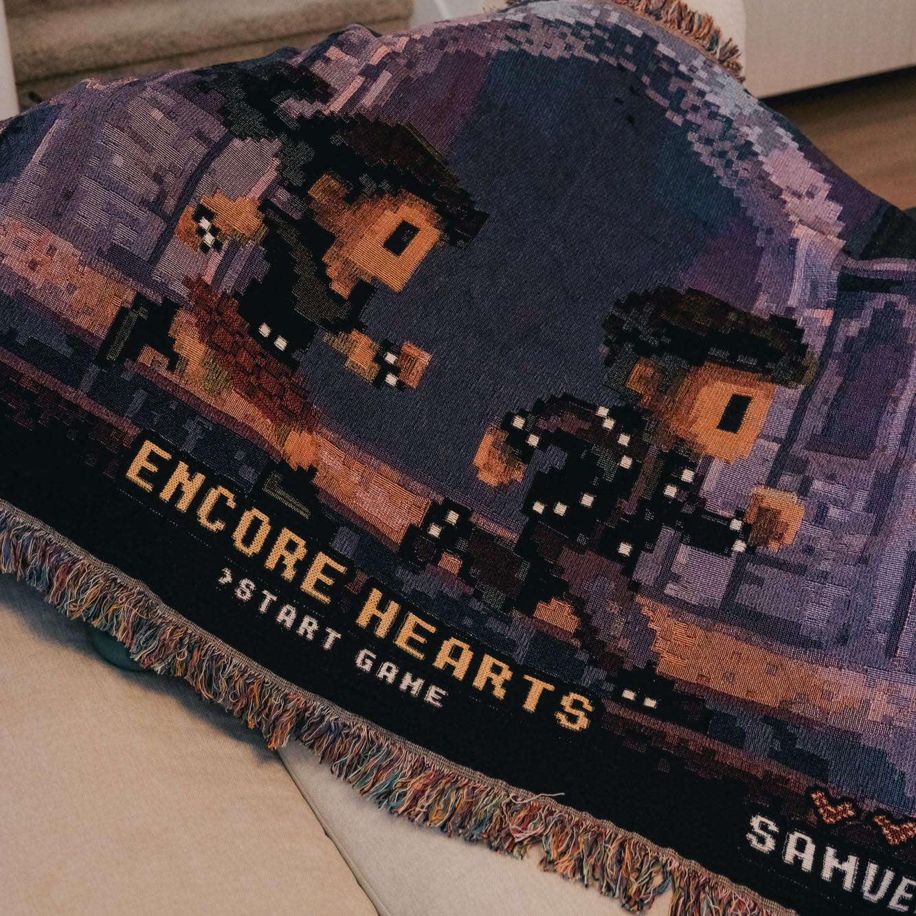 Personalized Pixel Gaming Concert Couple Woven Blanket - Relatable Basic