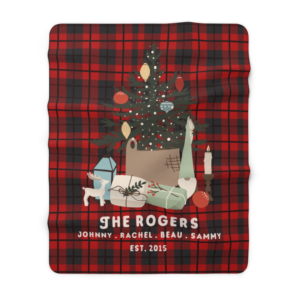 Personalized Family Christmas Fleece Blanket with Names (Plaid) - Fleece - Personalized Gifts for Couples, Custom Birthday Gifts, Custom Anniversary Gifts | Relatable Basic