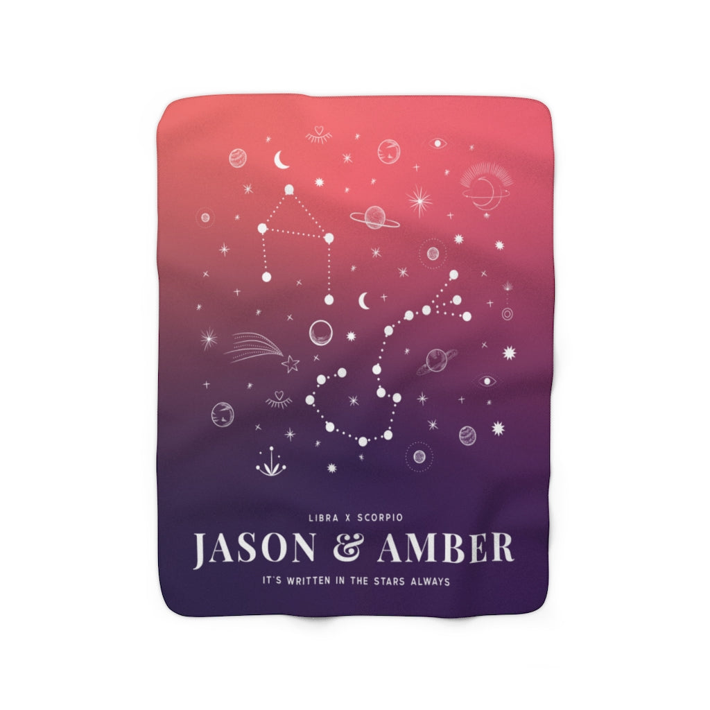 Personalized Couple Zodiac Sunset Fleece Blanket - Fleece - Personalized Gifts for Couples, Custom Birthday Gifts, Custom Anniversary Gifts | Relatable Basic