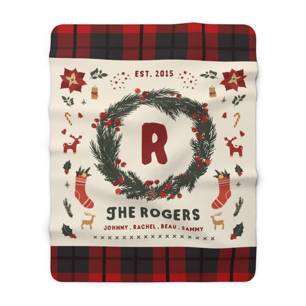 Personalized Family Initial Christmas Plaid Fleece Blanket - Fleece - Personalized Gifts for Couples, Custom Birthday Gifts, Custom Anniversary Gifts | Relatable Basic
