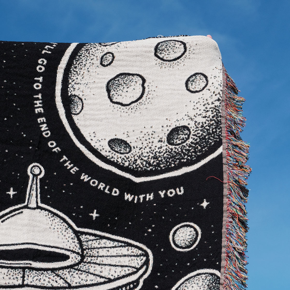 Personalized UFO Aliens Couple Woven Blanket - Relatable Basic