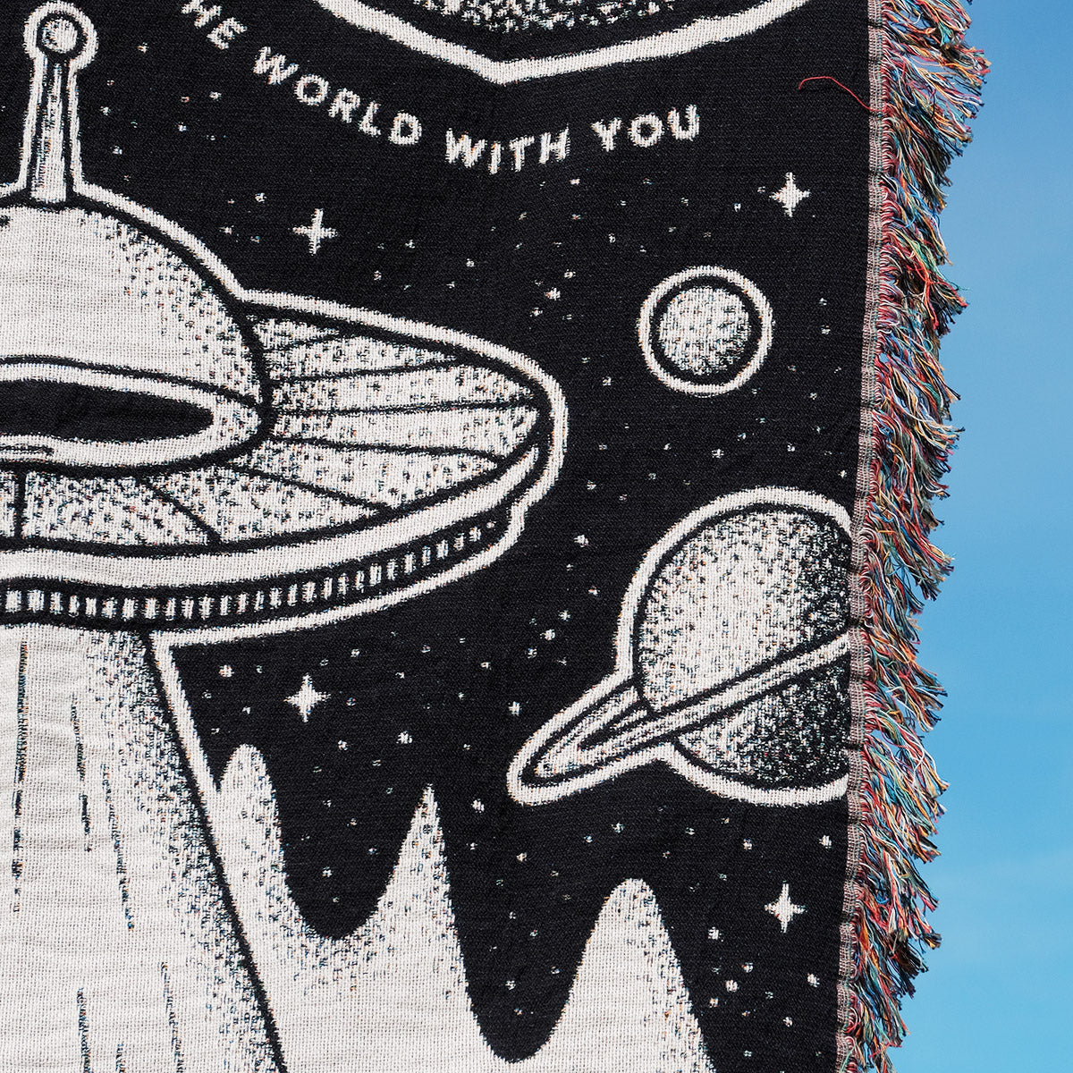 Personalized UFO Aliens Couple Woven Blanket - Relatable Basic