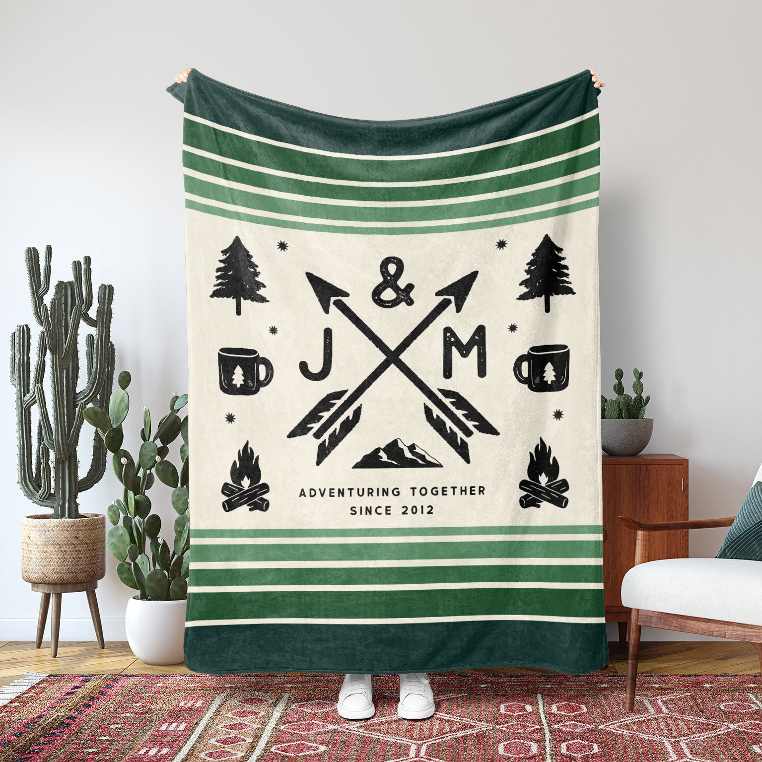 Personalized Couple Adventure Mountain Edition Fleece Blanket - Fleece - Personalized Gifts for Couples, Custom Birthday Gifts, Custom Anniversary Gifts | Relatable Basic