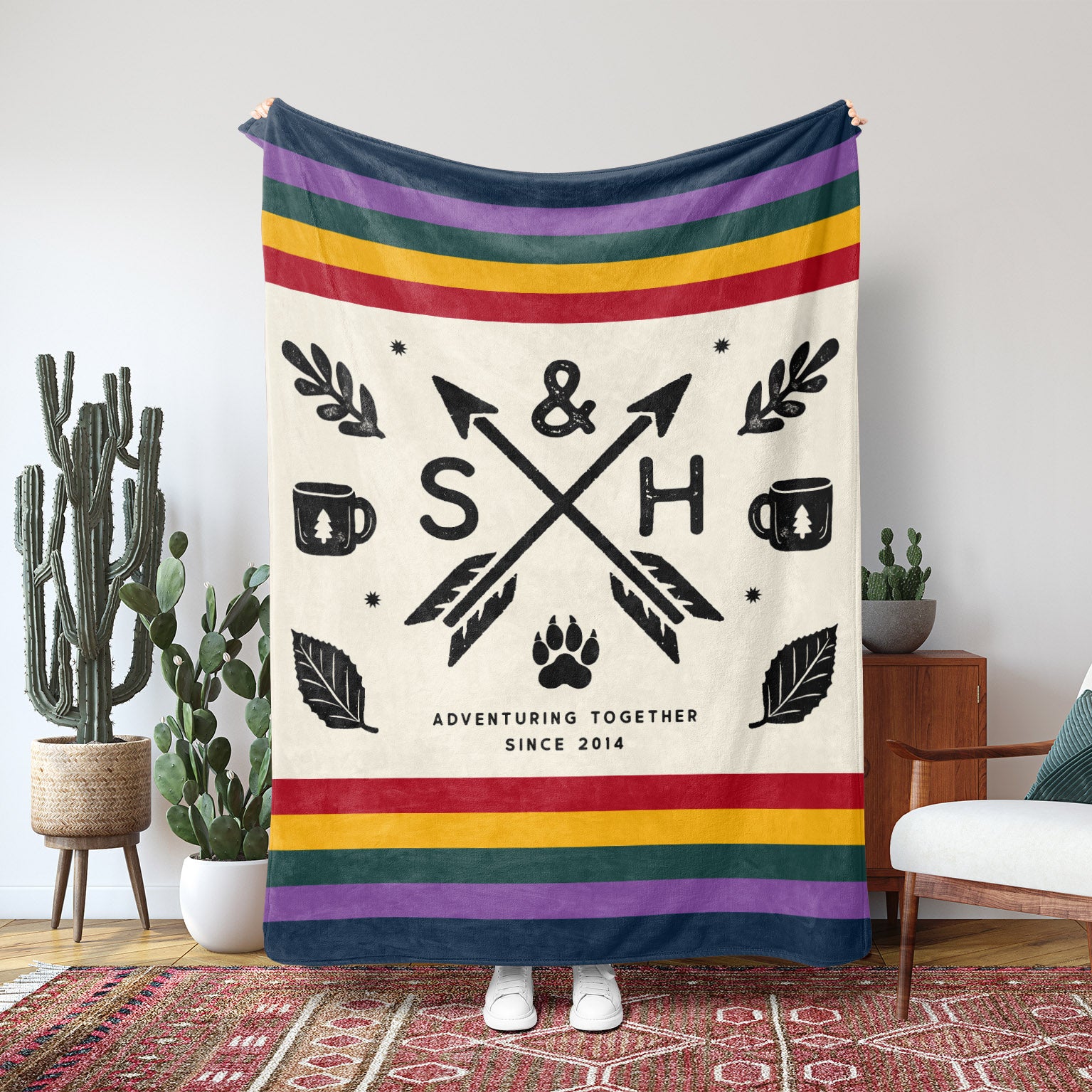 Personalized Colorful Couple Adventure Fleece Blanket - Fleece - Personalized Gifts for Couples, Custom Birthday Gifts, Custom Anniversary Gifts | Relatable Basic