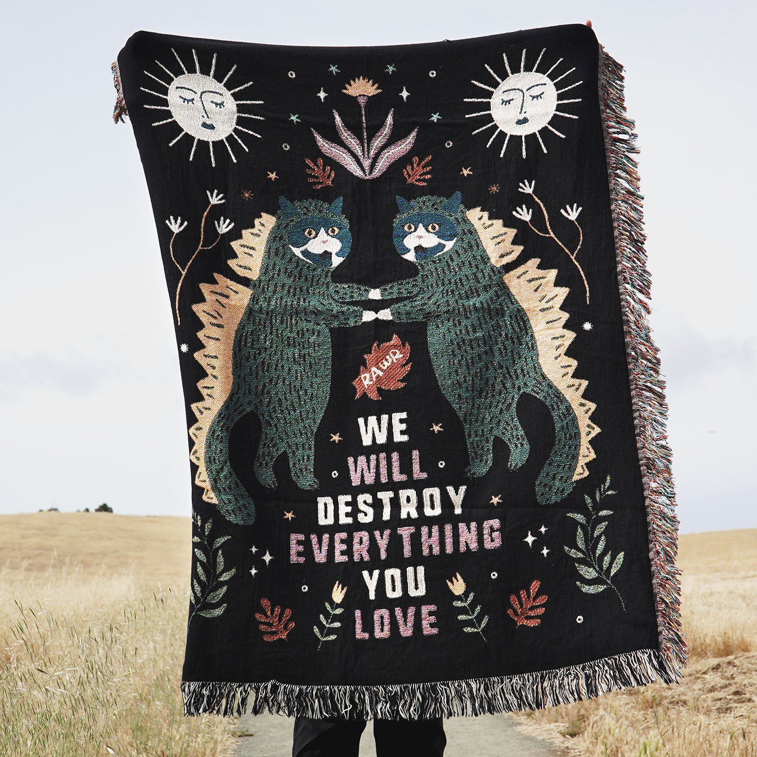 Godzilla Cats Woven Blanket - Relatable Basic