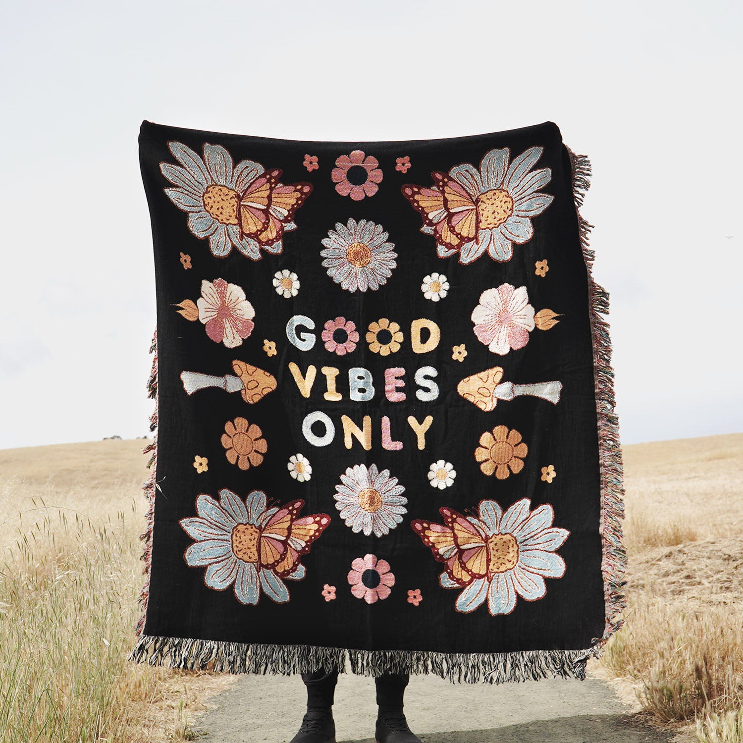 Good Vibes Only Woven Blanket - Relatable Basic