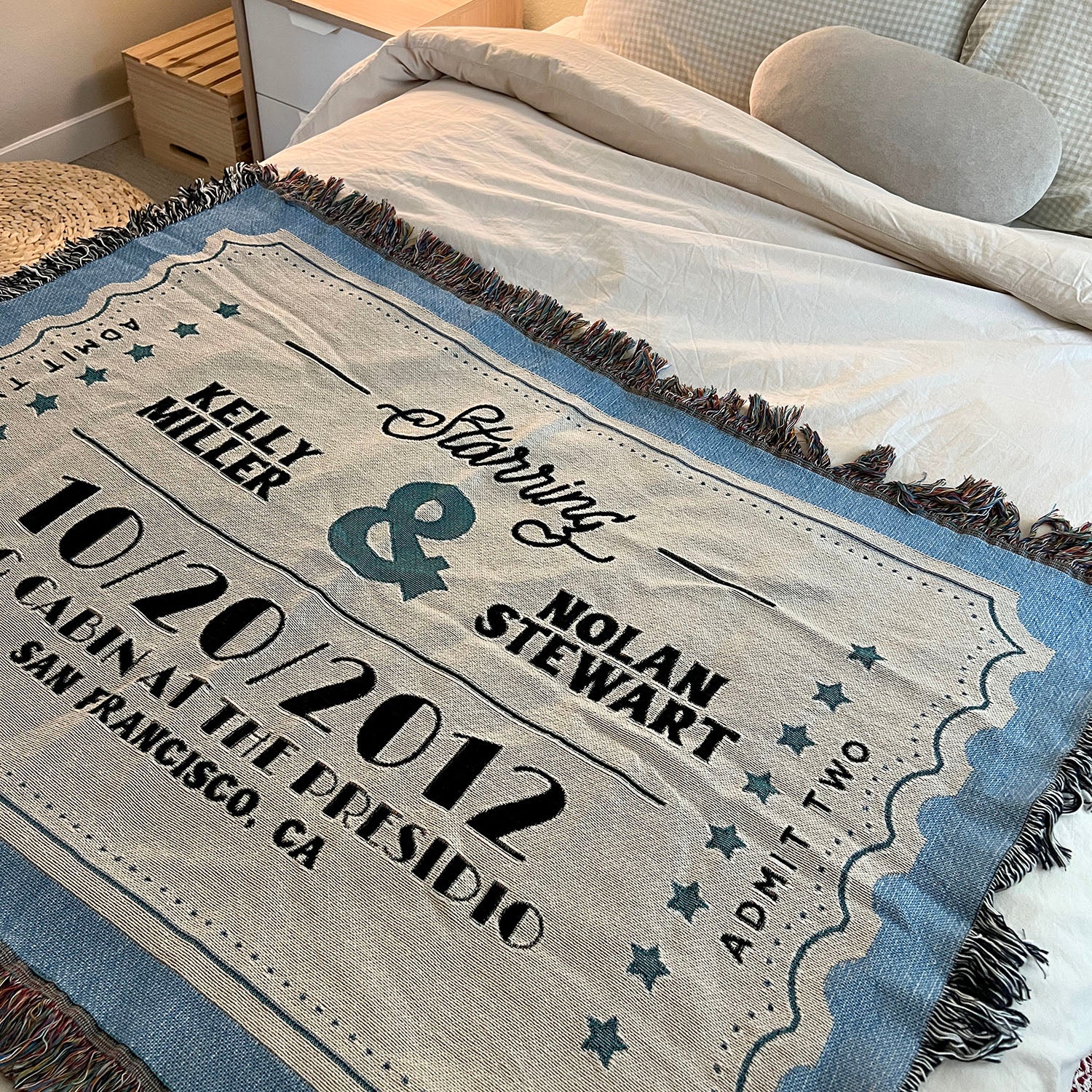Personalized Couples Movie Ticket Woven Blanket - Woven - Personalized Gifts for Couples, Custom Birthday Gifts, Custom Anniversary Gifts | Relatable Basic