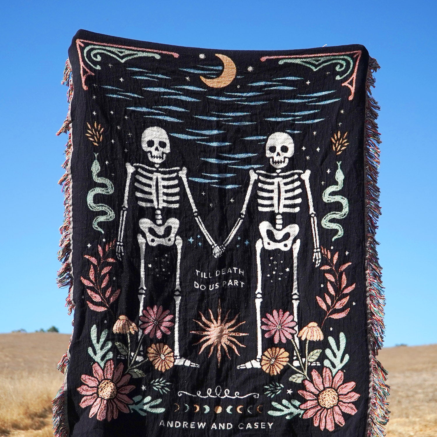 Personalized Skeleton Couple Woven Blanket - Woven - Personalized Gifts for Couples, Custom Birthday Gifts, Custom Anniversary Gifts | Relatable Basic