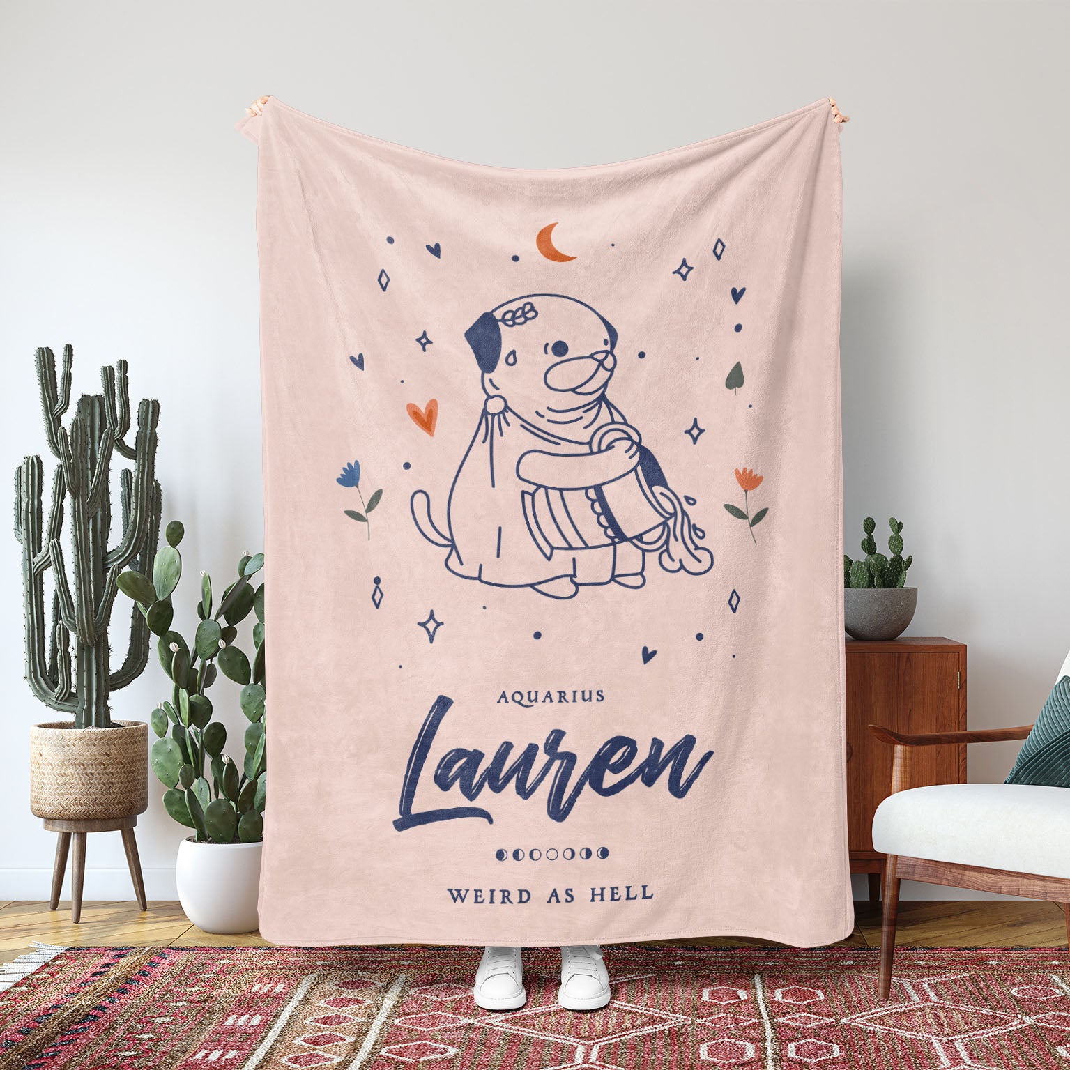 Personalized Pink Funny Zodiac Fleece Blanket - Fleece - Personalized Gifts for Couples, Custom Birthday Gifts, Custom Anniversary Gifts | Relatable Basic