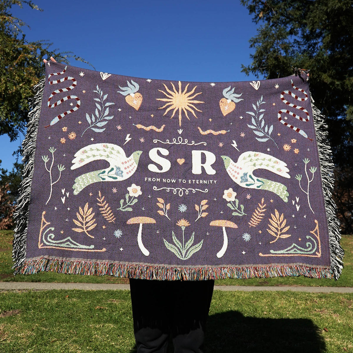 Personalized Dove Couple Throw Blanket