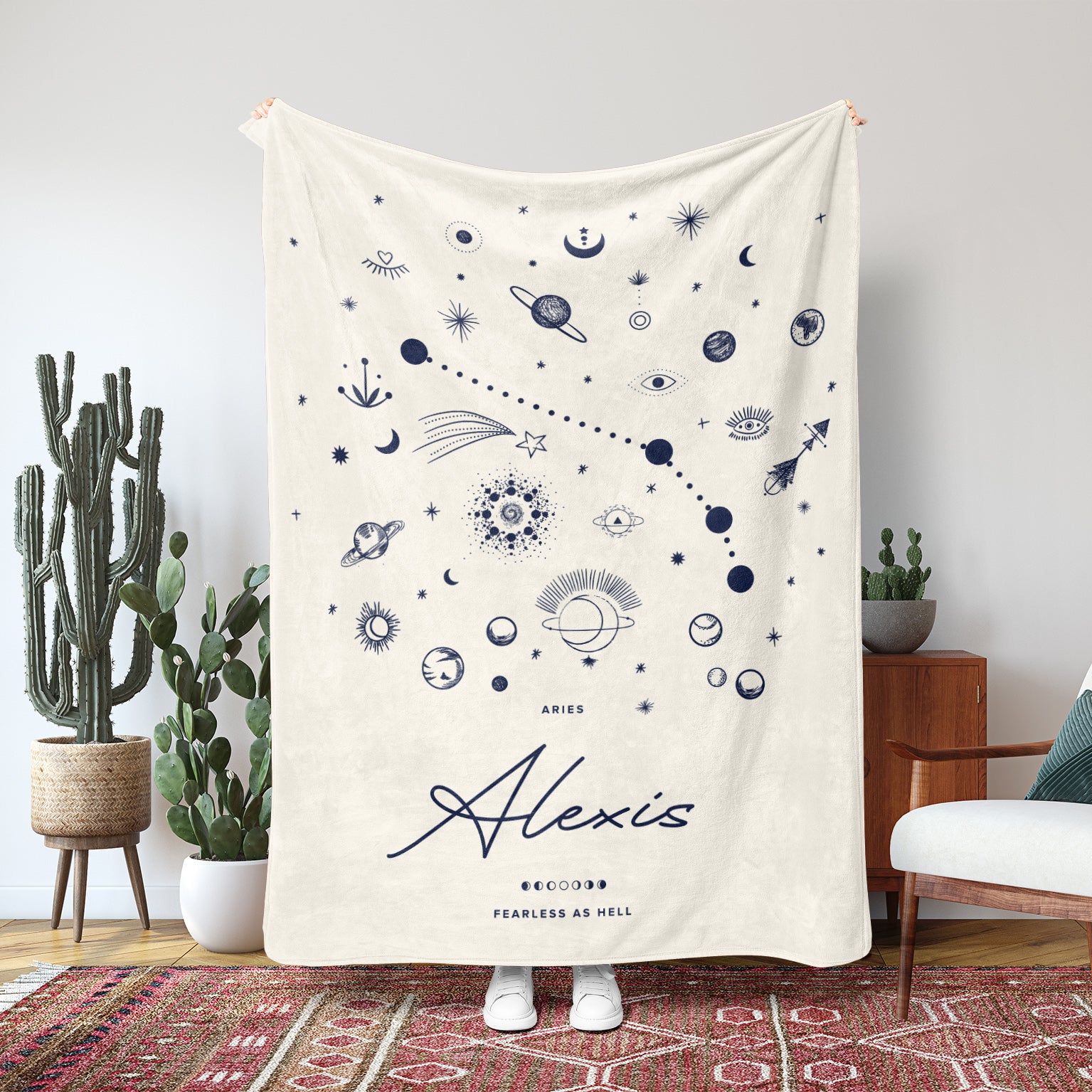 Personalized Zodiac (Beige) Fleece Blanket - Fleece - Personalized Gifts for Couples, Custom Birthday Gifts, Custom Anniversary Gifts | Relatable Basic