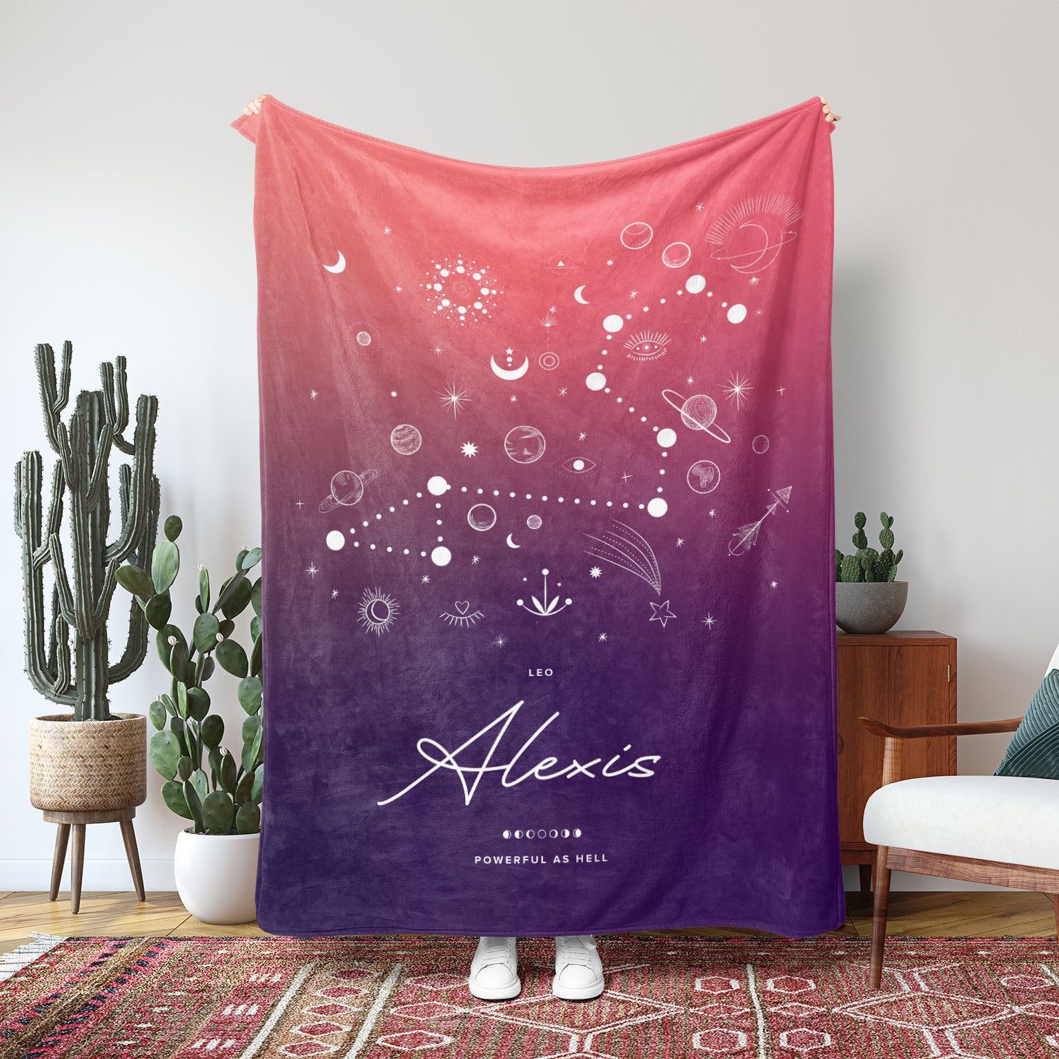 Personalized Zodiac Sunset Fleece Blanket - Fleece - Personalized Gifts for Couples, Custom Birthday Gifts, Custom Anniversary Gifts | Relatable Basic