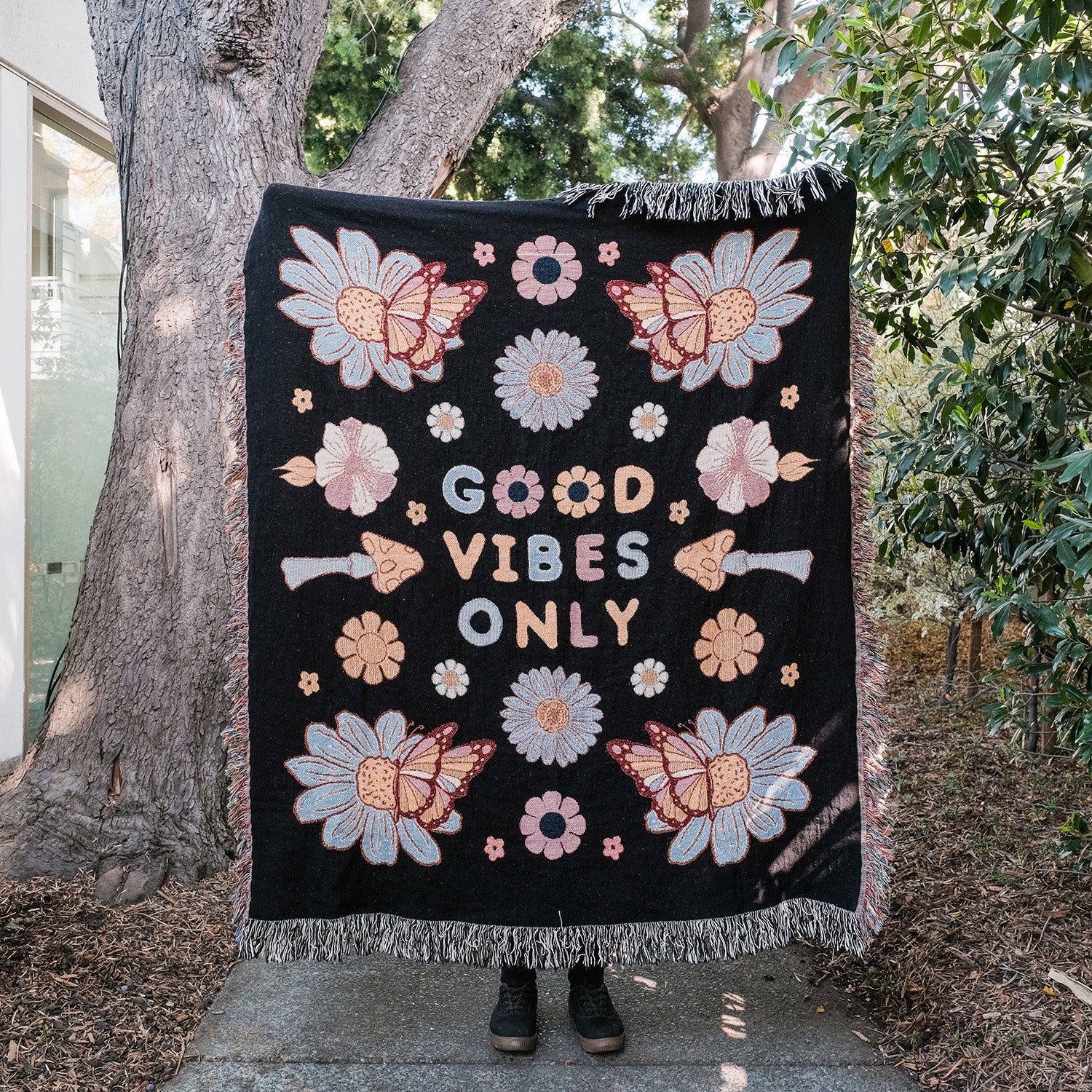 Good Vibes Only Woven Blanket - Woven - Personalized Gifts for Couples, Custom Birthday Gifts, Custom Anniversary Gifts | Relatable Basic