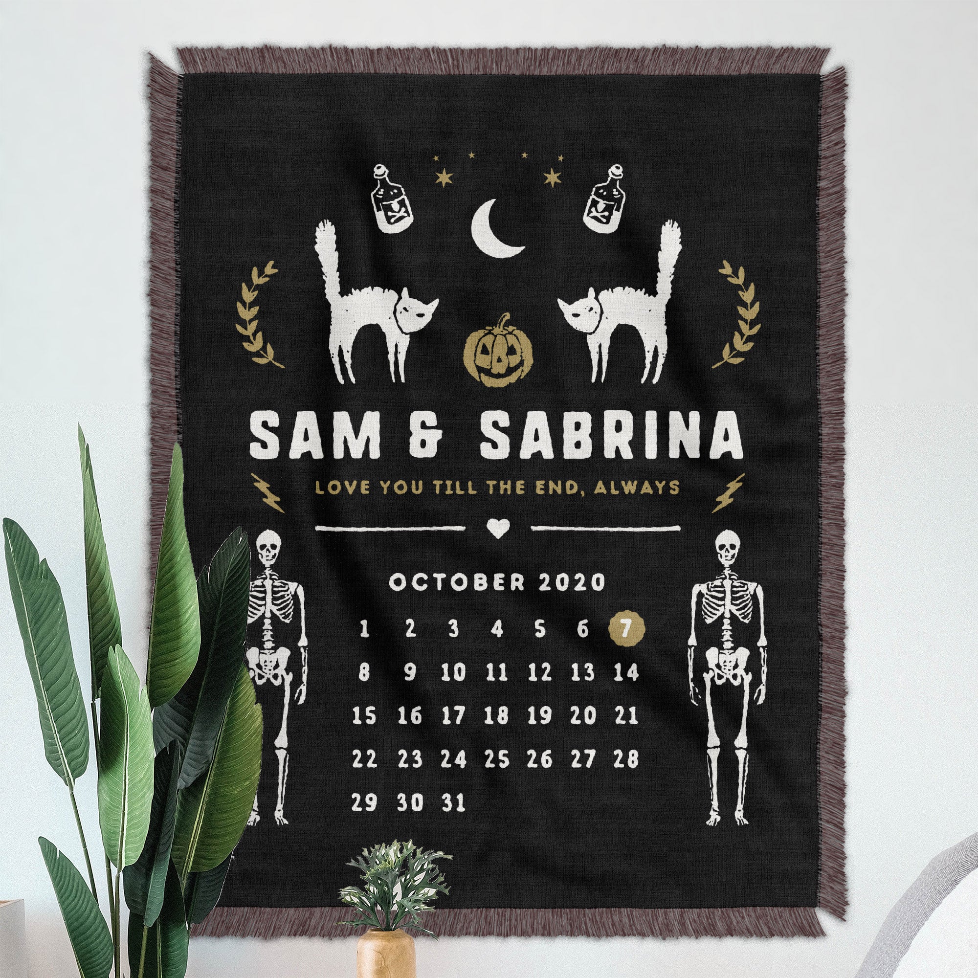 Personalized Spooky Couple Woven Blanket - Woven - Personalized Gifts for Couples, Custom Birthday Gifts, Custom Anniversary Gifts | Relatable Basic