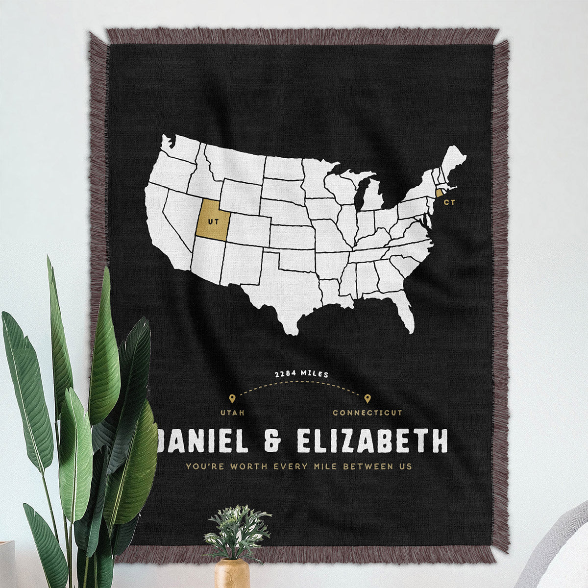 Personalized Long Distance Relationship (U.S only) Woven Blanket for Couple - Woven - Personalized Gifts for Couples, Custom Birthday Gifts, Custom Anniversary Gifts | Relatable Basic