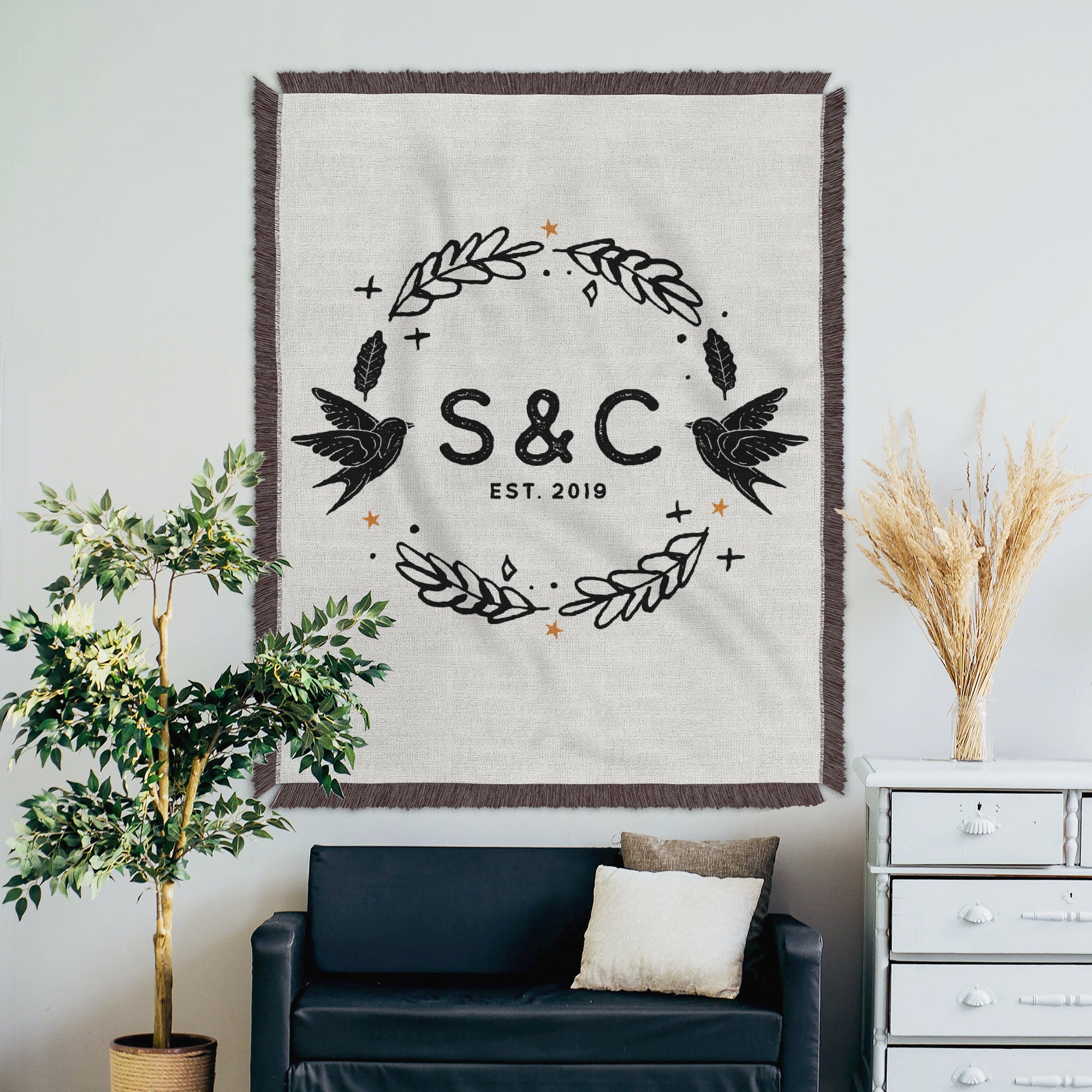 Personalized Couple Initials Woven Blanket - Woven - Personalized Gifts for Couples, Custom Birthday Gifts, Custom Anniversary Gifts | Relatable Basic