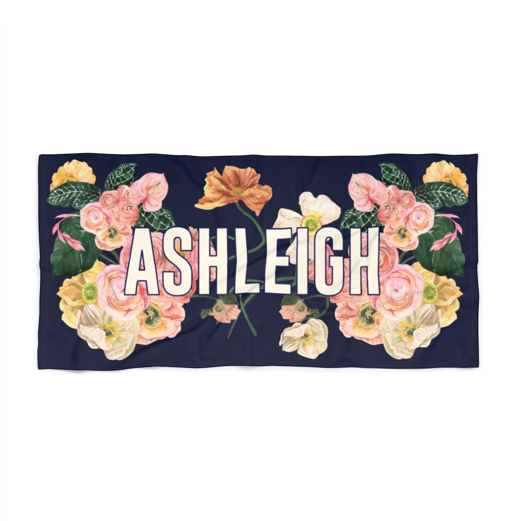 Pretty Flower Personalized Beach Towel - Beach Towel - Personalized Gifts for Couples, Custom Birthday Gifts, Custom Anniversary Gifts | Relatable Basic