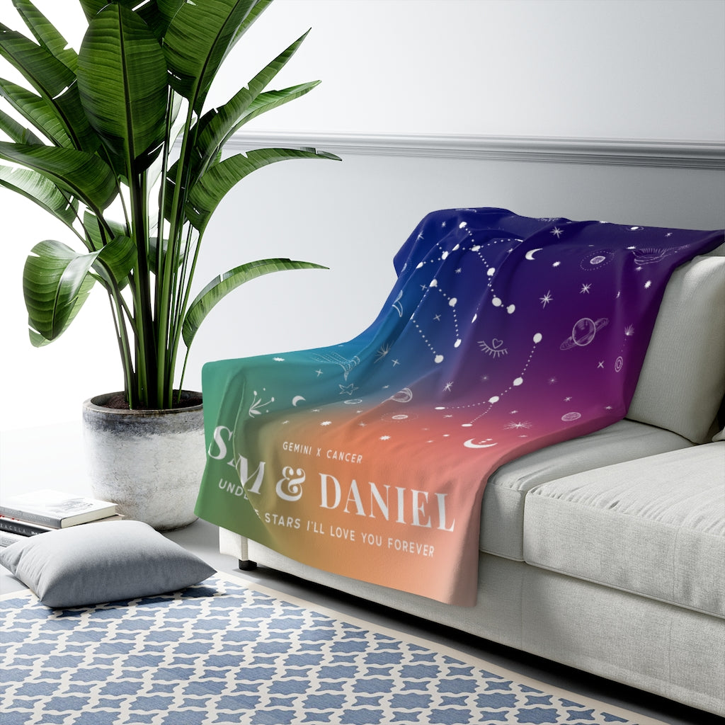 Personalized Couple Zodiac (Pride) Fleece Blanket - Fleece - Personalized Gifts for Couples, Custom Birthday Gifts, Custom Anniversary Gifts | Relatable Basic